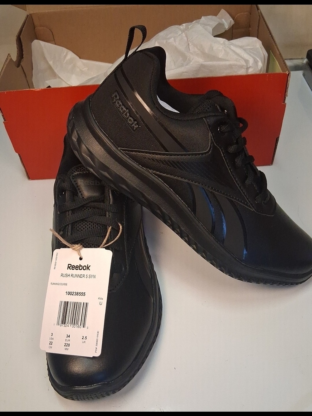 Reebok Boys  Rush Runner 5 SYN Black Athletic Shoe